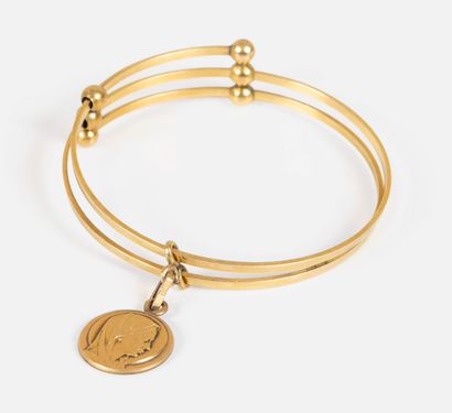 168- Yellow gold sliding bracelet with gilded...