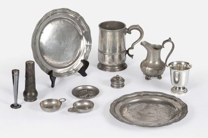 354- Set of pewter including: dishes (D:...