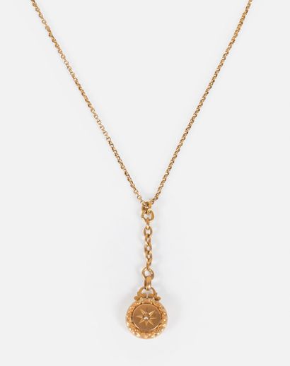 163- Yellow gold neck chain and pendant set...