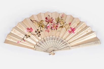 356- DUVELLEROY Embroidered silk and painted...