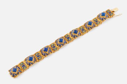 136- Articulated vermeil bracelet with geometric...