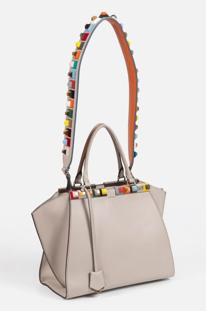 122- FENDI Roma Grey leather bag with colored...