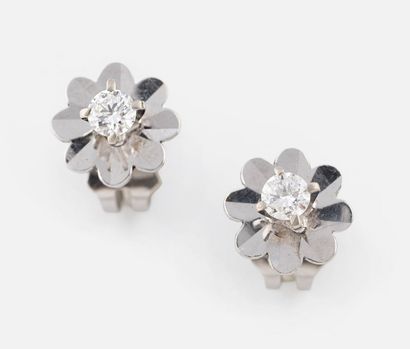 140- Pair of white gold ''Fleurs'' stud earrings...