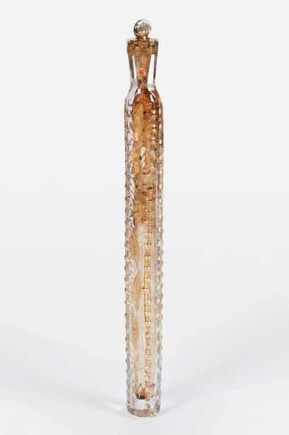355- Enameled glass perfume bottle. Length:...