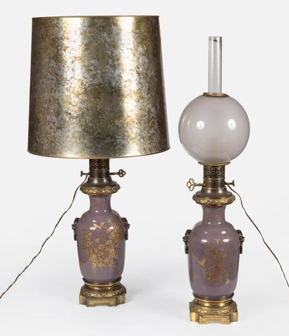 364- Pair of porcelain and gilt metal alcohol...