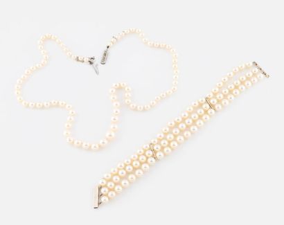 108- 3-row bracelet and necklace with pearls....