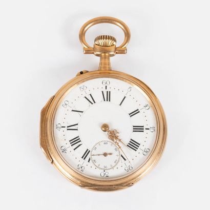 153- Yellow gold pocket watch. Double gold...