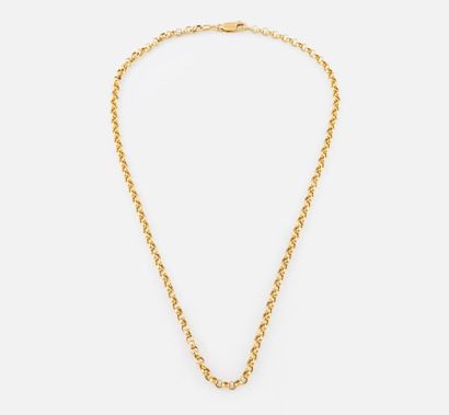 101- Yellow gold ball-link neck chain. Pds:...