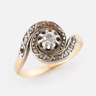 66- Yellow and white gold Tourbillon ring...