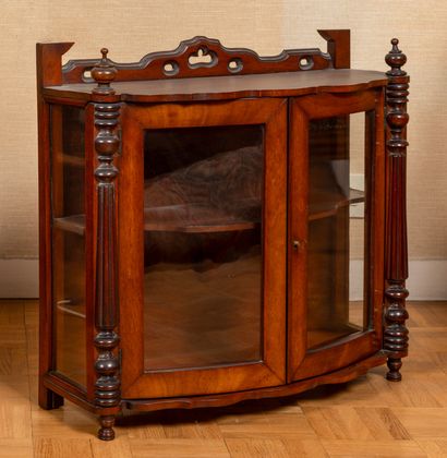 378- Small carved wood display case with...