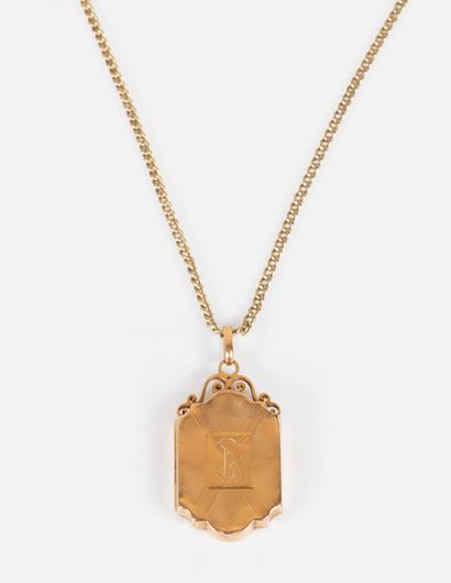 162- Yellow gold neck chain and opening pendant...