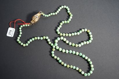 174- Long necklace of jade (or jadeite) beads....