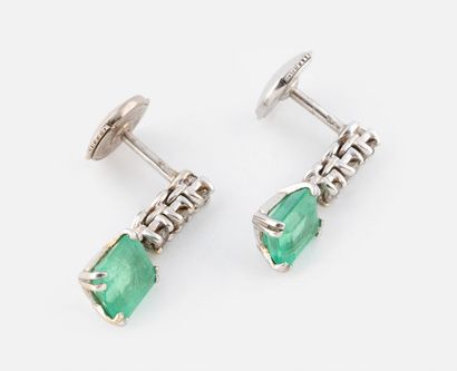 114- Pair of white gold earrings each set...