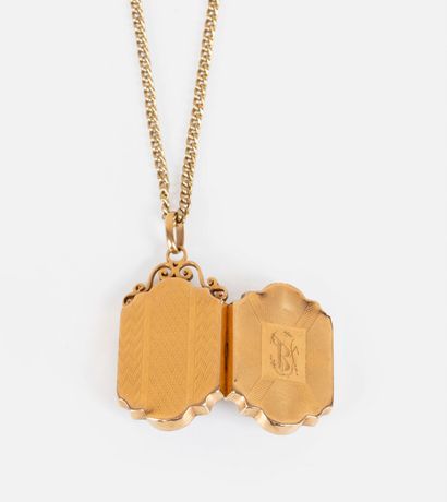 162- Yellow gold neck chain and opening pendant...
