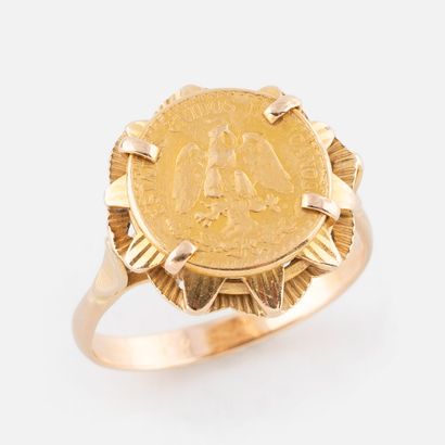 81- Yellow gold ring set with a gold coin....