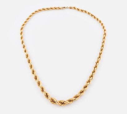 97- Yellow gold braided necklace. Length:...