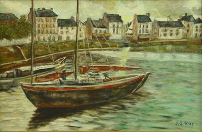 10- Y. GERGES

''Bateaux au port''

Huile...