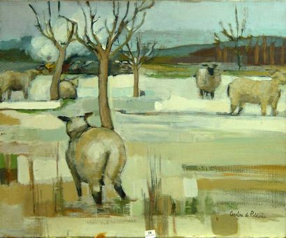 28- Caroline PIEDOU

''Moutons sous la neige''

Huile...