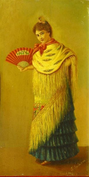 51- J. SALAZAR

''Femme à l'éventail''

Huile...