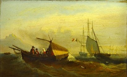 54- Ecole Française XIXème siècle

''Marine''

Huile...