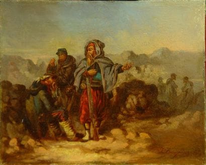 73- LAMPINZ

''Soldats de la guerre de Crimée''

Huile...