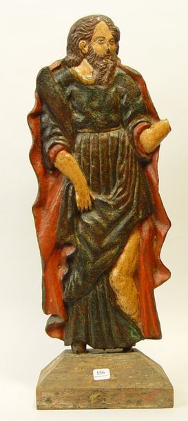 156- Sculpture « crêpe » en bois polychrome...