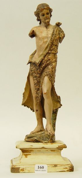 160- Sculpture en bois polychrome représentant...
