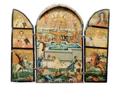 161- Triptyque représentant Notre Dame de...