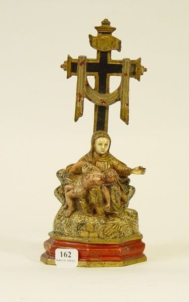 162- Sculpture monoxyle en bois polychrome,...