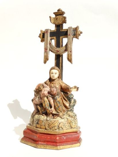 162- Sculpture monoxyle en bois polychrome,...