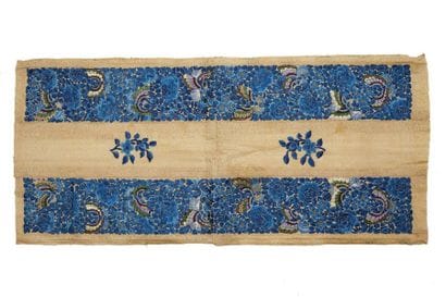 Two bands of sleeves embroidered with blue...