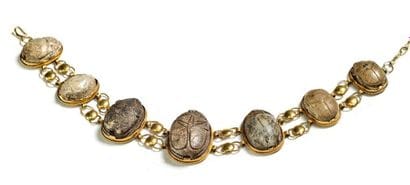 Gold, silver and glazed steatite bracelet...