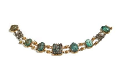 Yellow gold and steatite bracelet made of...