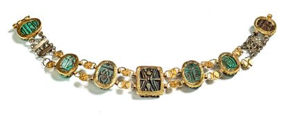 Yellow gold and steatite bracelet made of...