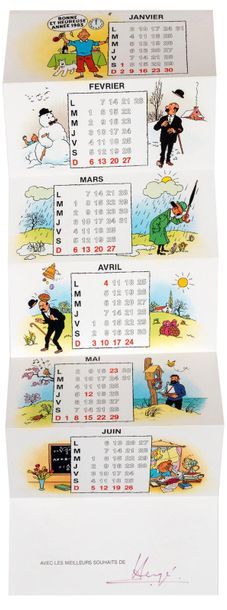 HERGÉ
Carte de Voeux 1983 : Carte calendrier...