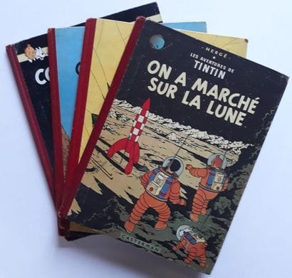 TINTIN
ensemble de 4 albums : Objectif Lune...