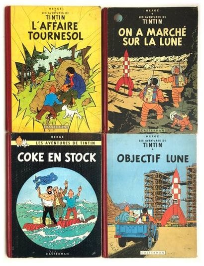 TINTIN
ensemble de 4 albums : Objectif Lune...
