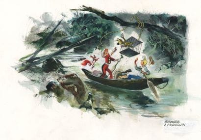 René FOLLET (1931-2020) 

Hommage à Franquin
Gouache...