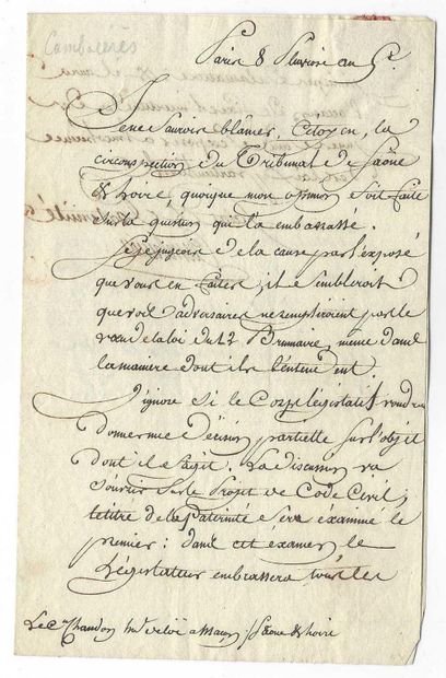 CAMBACÉRÈS, Jacques-Jean-Régis de (1753-1824),...