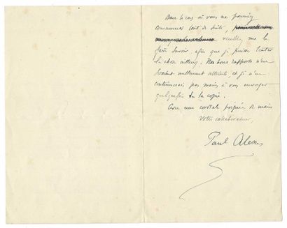 [ZOLA]. ALEXIS, Paul (1847-1901), romancier,...