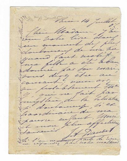 DAUDET, Julia (1844-1940), femme de lettres,...