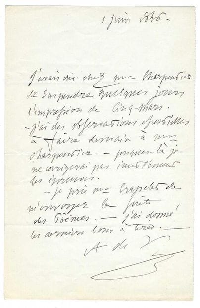 VIGNY, Alfred de (1797-1863), poète français.
L.A.S....