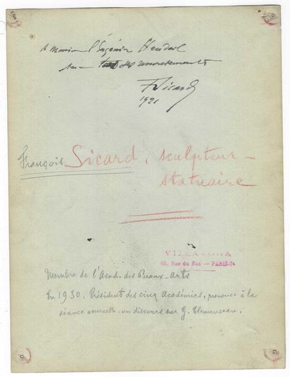 [CLEMENCEAU]. SICARD, François (1862-1934),...