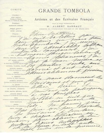 LEMAIRE, Madeleine (1845-1928), peintre,...