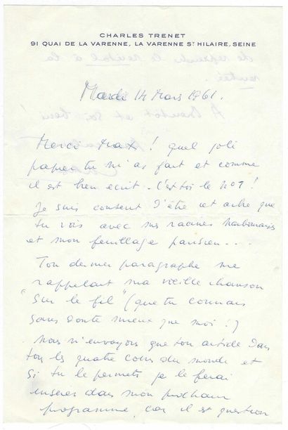 TRENET, Charles (1913-2001), auteur-compositeur...
