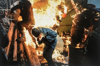 Events in Ukraine. Demonstrators catch fire...