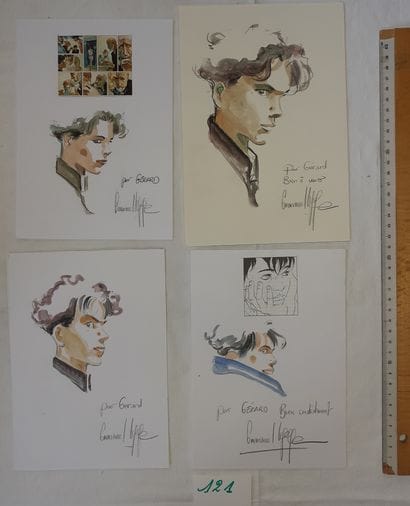 Lepage – Ensemble de 4 dédicaces : 4 dessins...