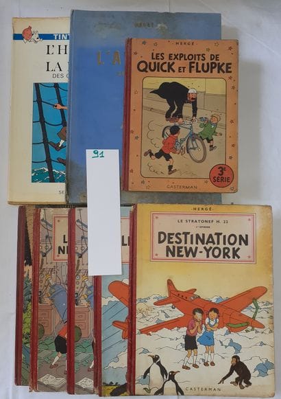 Hergé – Ensemble de 8 albums : Quick et Flupke...