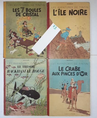 Tintin - Ensemble de 4 albums : Crabe (B3),...