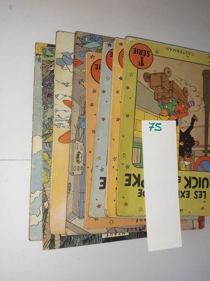 Hergé - Ensemble de 8 albums : Quick et Flupke...